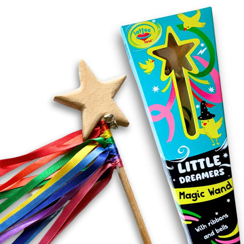 Wooden Wizard Fairy Wand Toy featuring a handcrafted wooden design, perfect for imaginative play, dress-up, and magical adventures. Ideal for kids who enjoy creative role-playing and fantasy themes