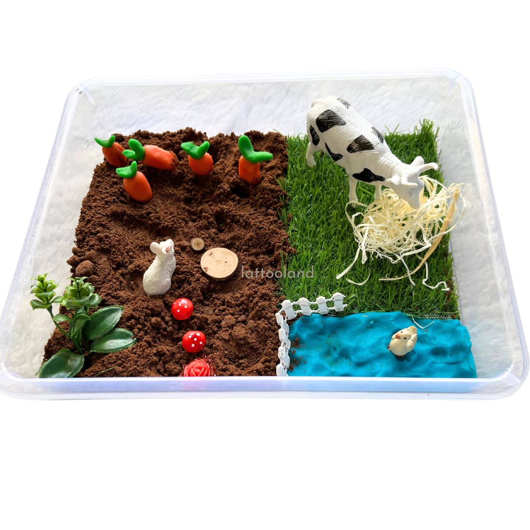 Best Farm Sensory Bin Toys for Kids, featuring colorful farm-themed figures and materials designed for interactive learning and sensory play, promoting creativity and fine motor skills development.