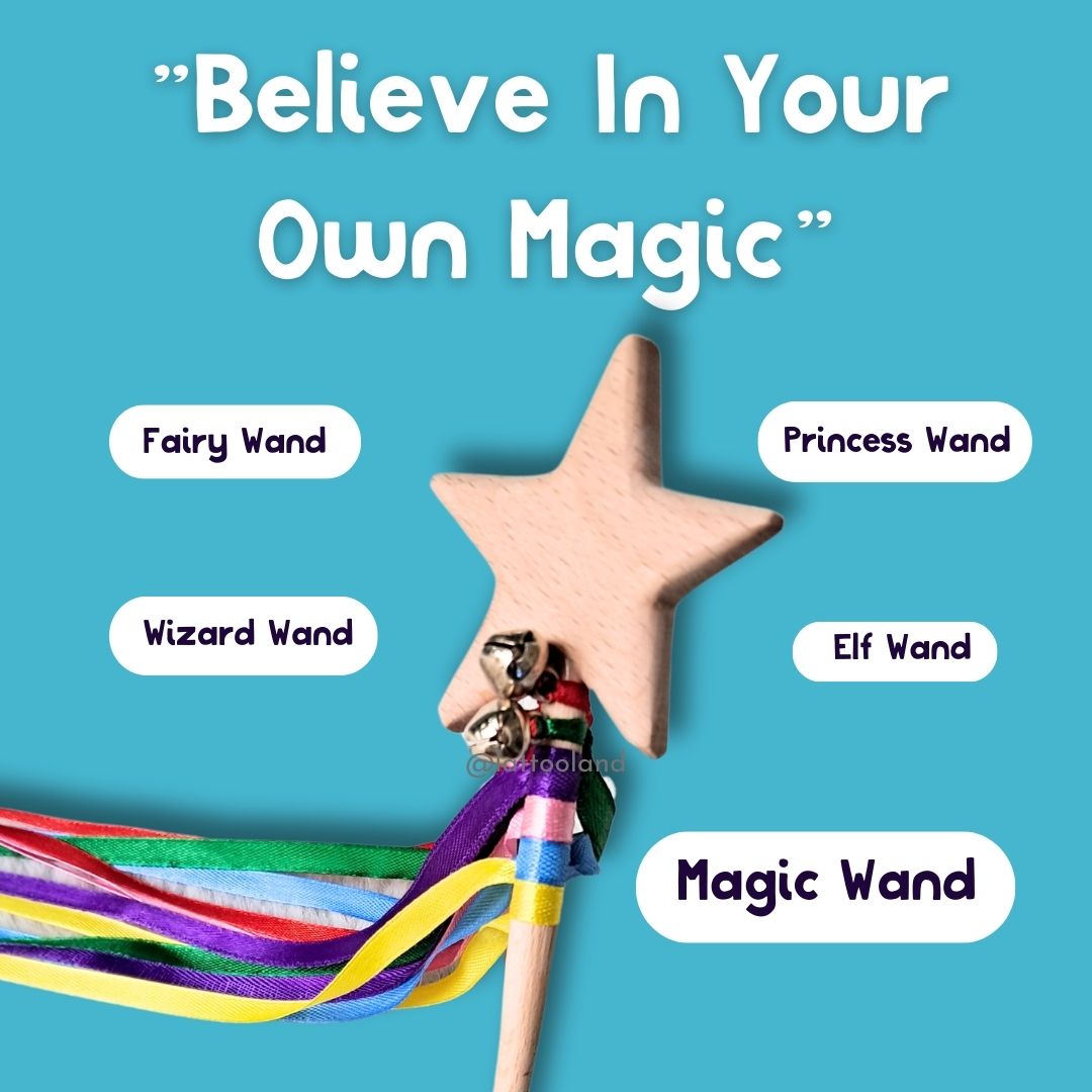 Durable wooden wizard fairy wand, perfect for creative storytelling and magical fun. Princess wand and fair wand toys for girls