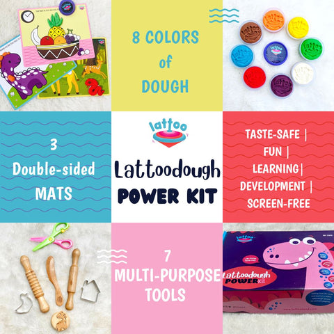 Creative dough kit for children, made with organic, non-toxic materials and wooden tools for safe play