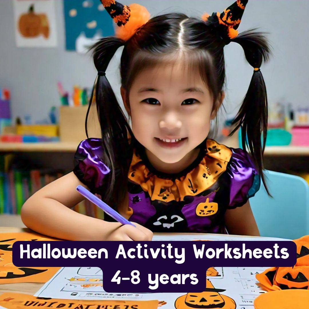 Halloween Worksheet Activity for 4 year old boy girl 5 yera 6 year 7 year 8 year