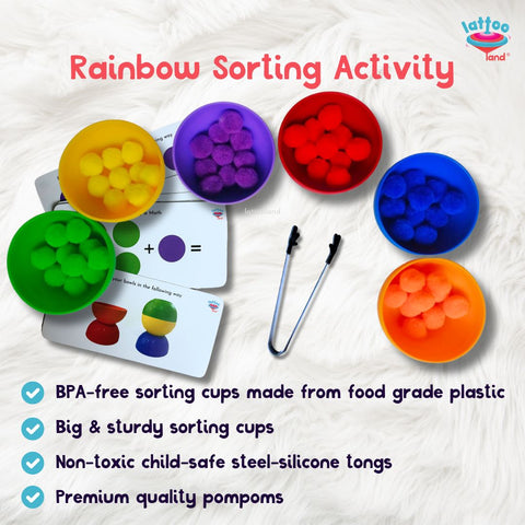 Vibrant color sorting activity cups designed for sensory play and early childhood education.color sorting toys for 2 year olds