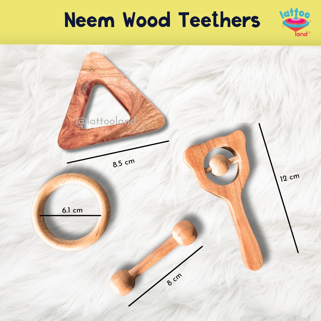 wooden teether for 3 to 6 to 12 months baby bpa free