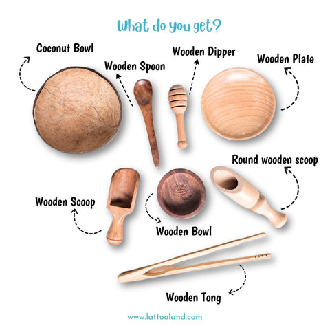 Set of 8 Sensory Tools for play | Wooden Child-sized |Multi-purpose