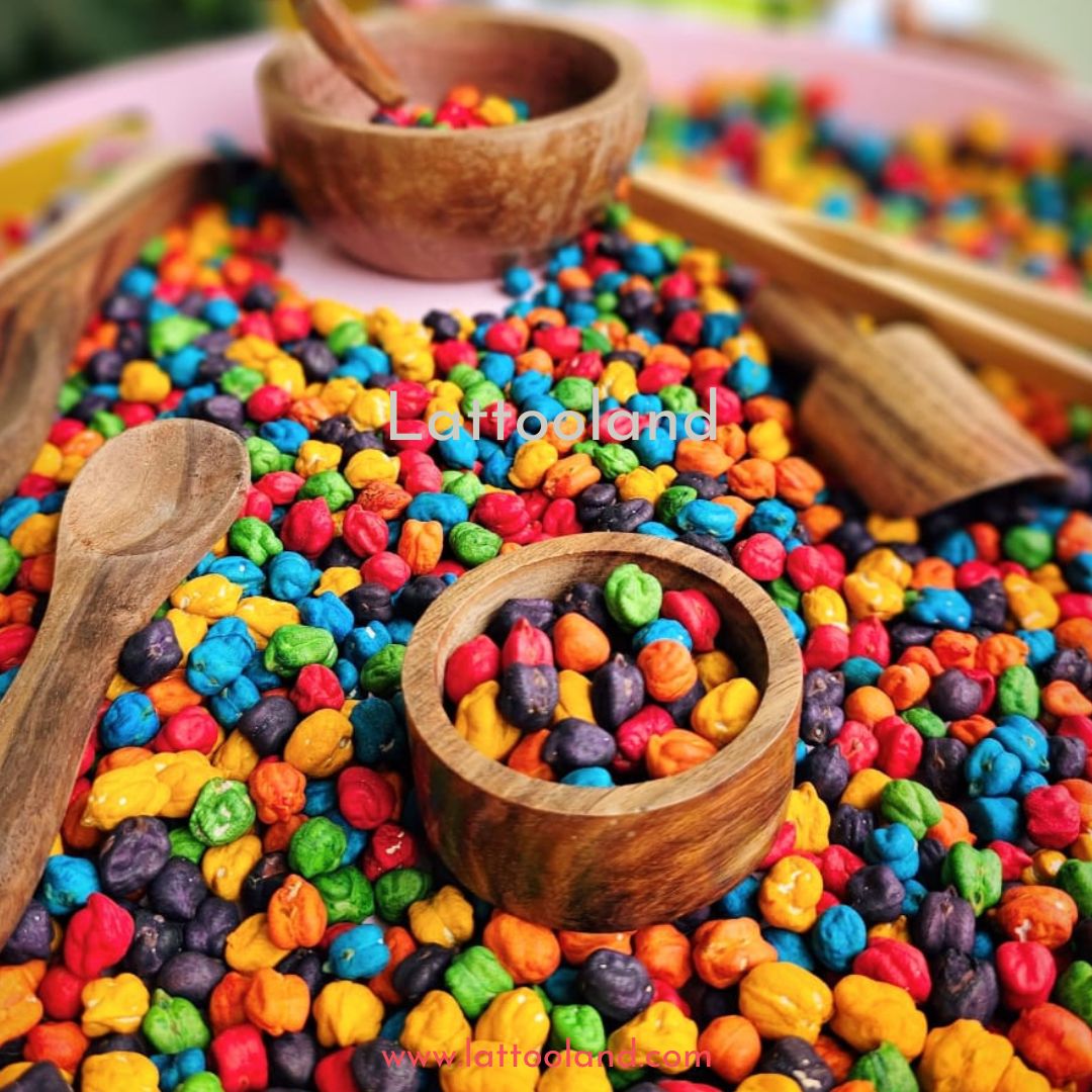  Sensory bins filled with colorful chickpeas, providing fun and engaging sensory experiences for kids.