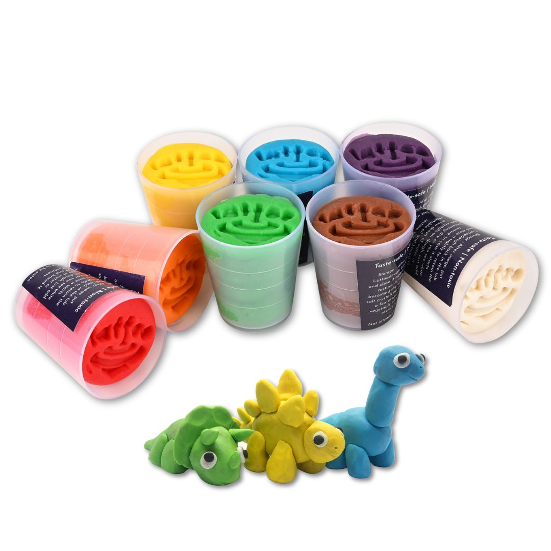 8 colors of play dough for kids - taste-safe, child-safe, no allergy clay for kids.Creative play dough pack with 8 colors – perfect for imaginative and artistic activities for kids.