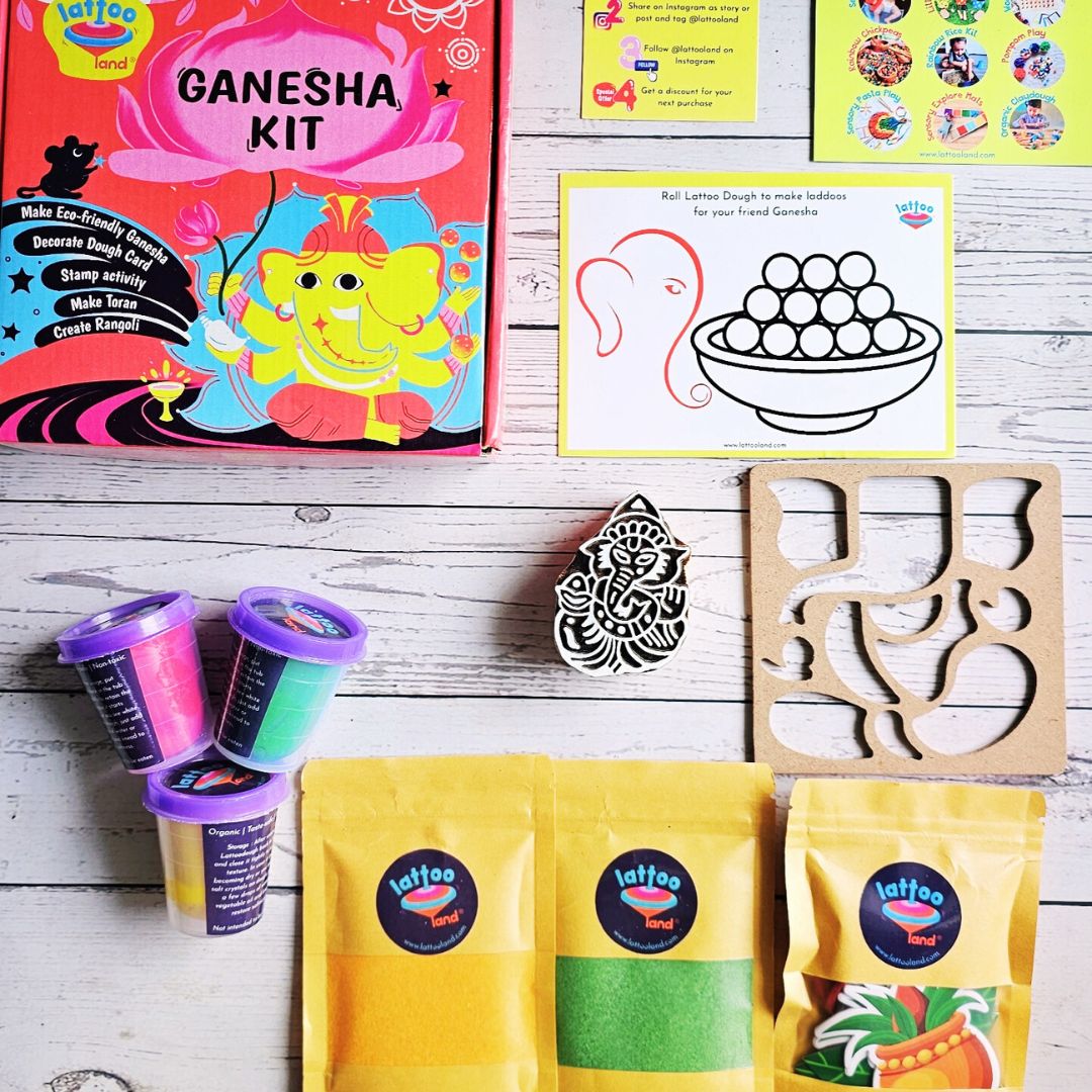 Ganesha kit for kids with fun and creative activities to celebrate Ganesh Chaturthi.

