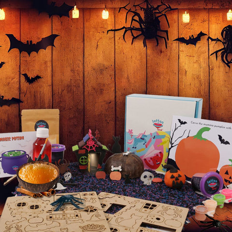 Halloween activity set featuring crafts for kids to enjoy spooky creativity.