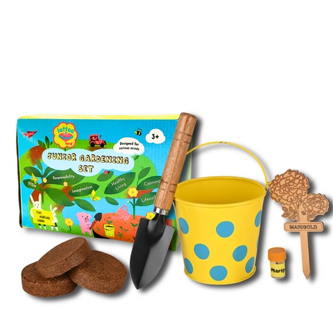 Mini Gardening Kit for Kids, featuring child-friendly tools, pots, and seeds for hands-on gardening activities. Perfect for teaching kids about nature, planting, and cultivating plants through fun, interactive play.Flower growing kit toy set for boys and girls