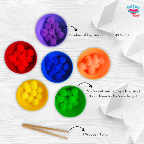 Rainbow sorting activity toys set, designed for kids to learn color recognition and sorting skills.