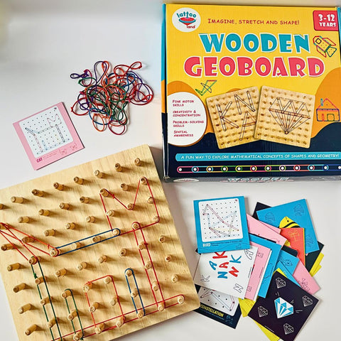 Wooden Geoboard educational toy for kids to enjoy tactile learning and creative exploration.