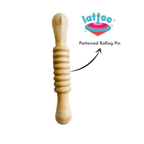 Set of patterned rolling pins for kids, perfect for adding fun textures to playdough and sensory play, made from durable, non-toxic materials.