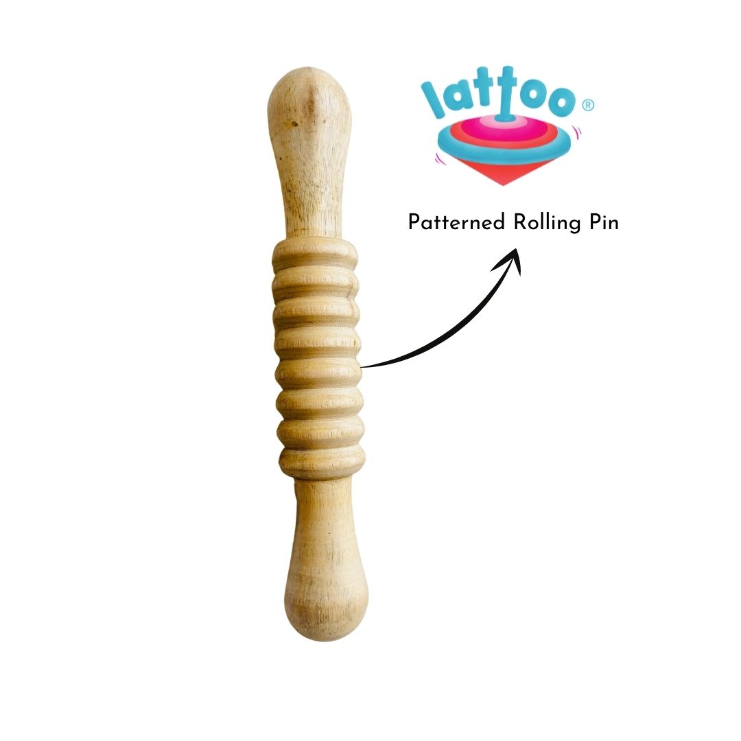 Textured rolling pin for children, perfect for sensory play and crafting with safe and durable materials.