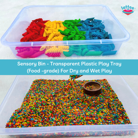 Sensory Bin Food Grade Plastic Play Tray for Dry and Wet Play for kids.Sensory Bin Tray for kids, a transparent sensory bin designed for interactive play and exploration, allowing children to engage their senses while creating imaginative sensory experiences.